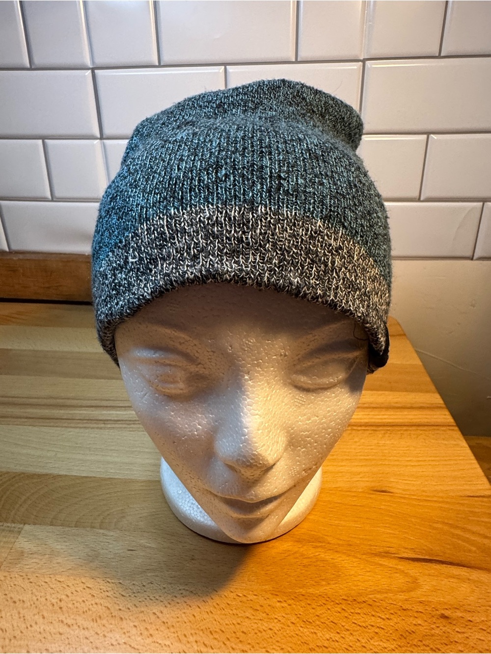Chaco Chaos Two-Tone Knit Beanie in Teal and Gray